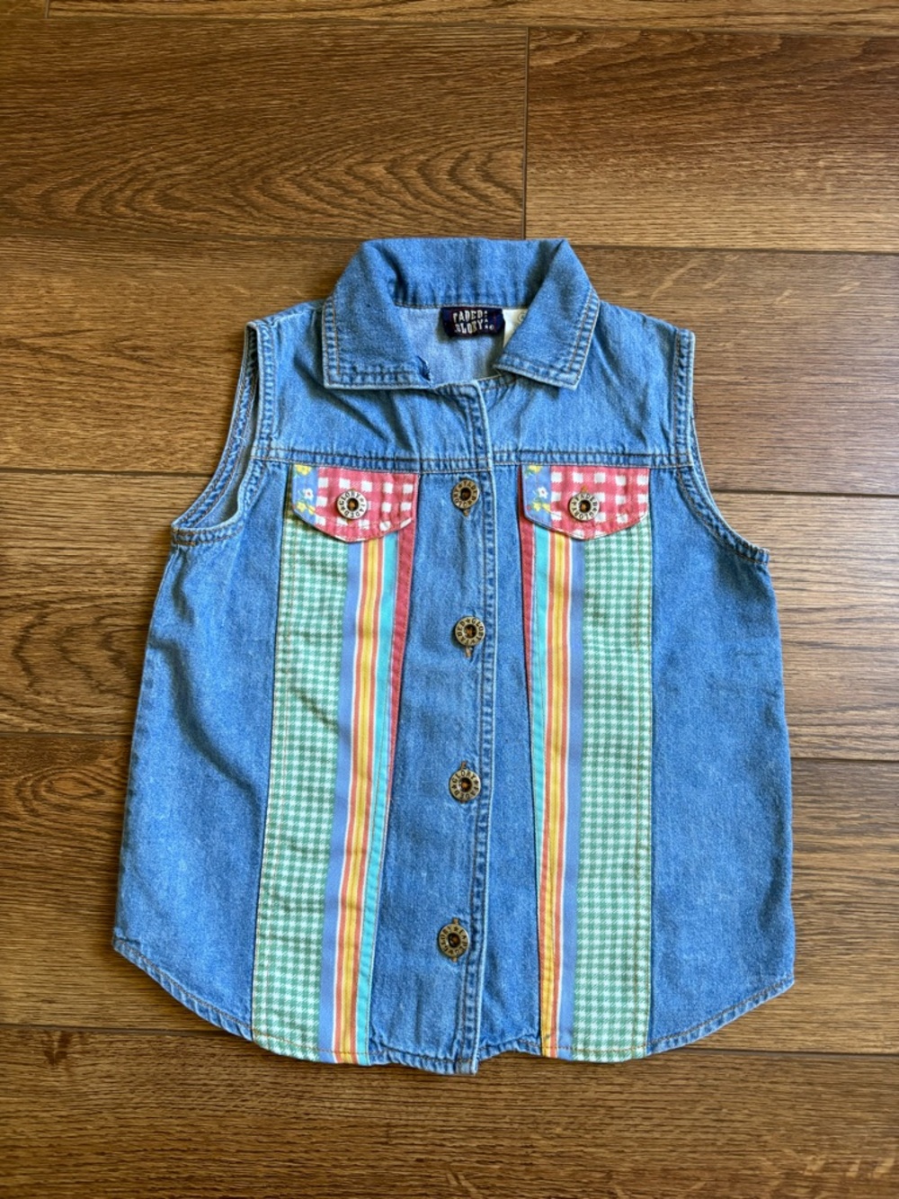 Vintage 90s Y2K Faded Glory Denim Kids Vest Size 4